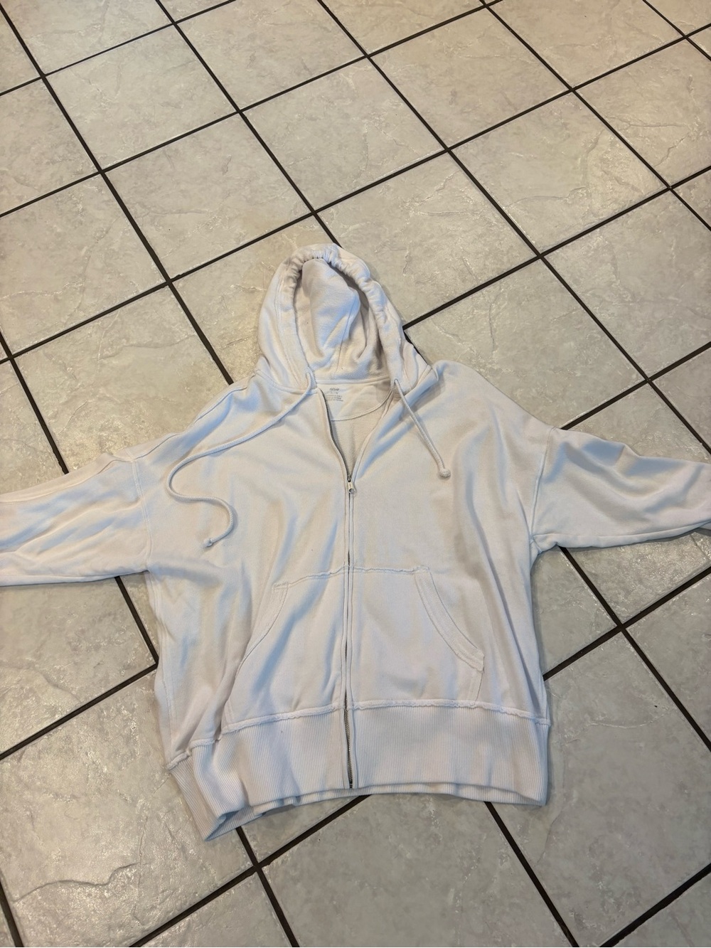 aerie White Zip-Up Hoodie Jacket xl